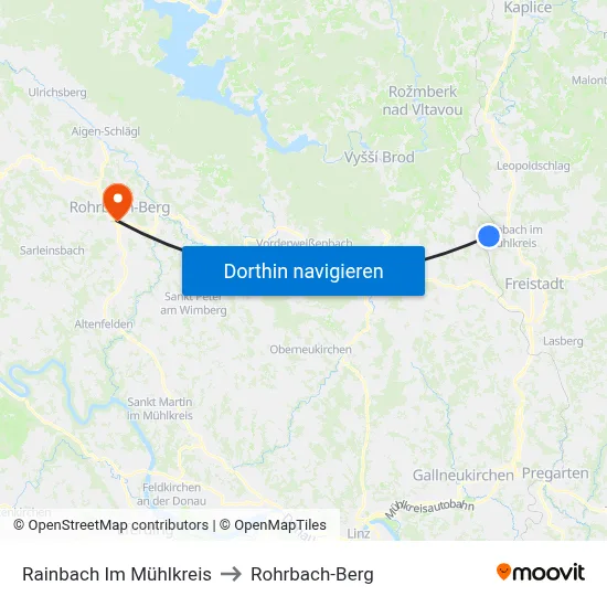 Rainbach Im Mühlkreis to Rohrbach-Berg map