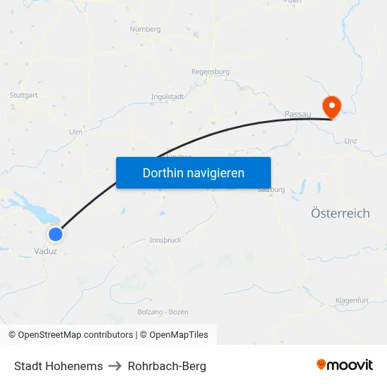 Stadt Hohenems to Rohrbach-Berg map