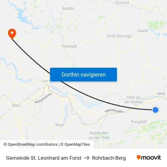 Gemeinde St. Leonhard am Forst to Rohrbach-Berg map
