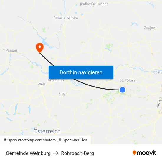 Gemeinde Weinburg to Rohrbach-Berg map