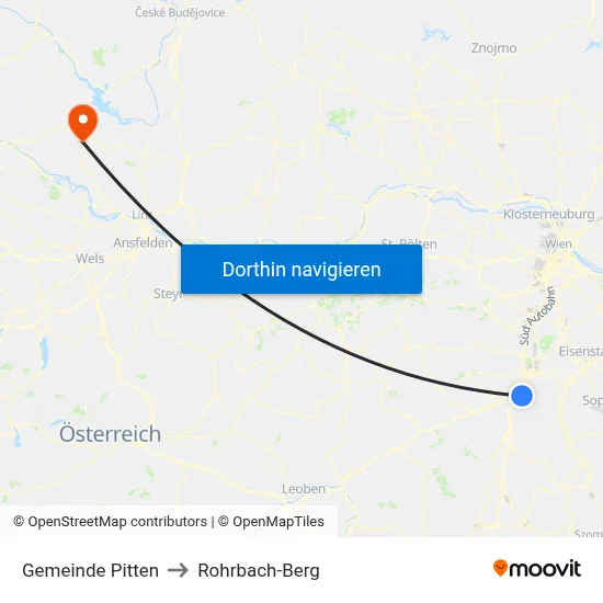 Gemeinde Pitten to Rohrbach-Berg map