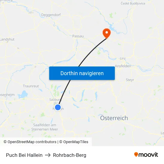 Puch Bei Hallein to Rohrbach-Berg map