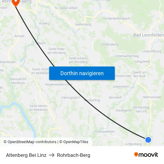 Altenberg Bei Linz to Rohrbach-Berg map