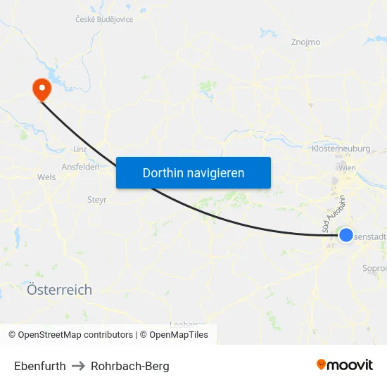 Ebenfurth to Rohrbach-Berg map