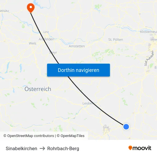 Sinabelkirchen to Rohrbach-Berg map