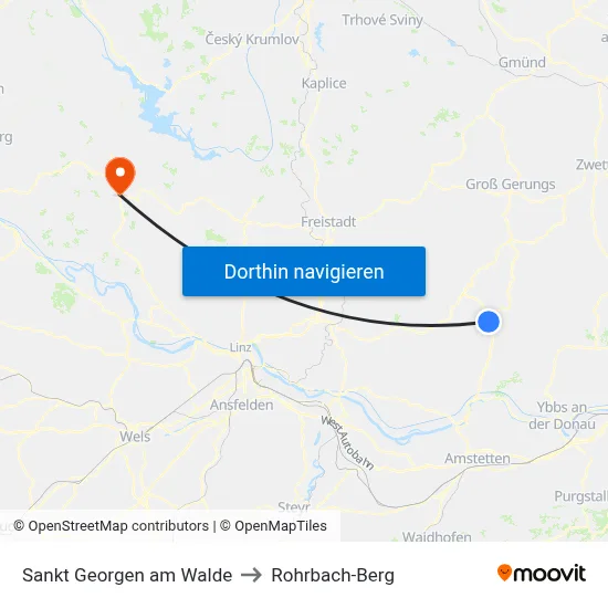 Sankt Georgen am Walde to Rohrbach-Berg map