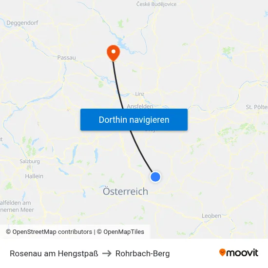 Rosenau am Hengstpaß to Rohrbach-Berg map