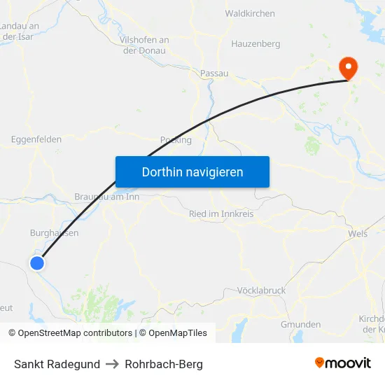 Sankt Radegund to Rohrbach-Berg map