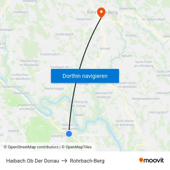 Haibach Ob Der Donau to Rohrbach-Berg map