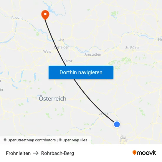 Frohnleiten to Rohrbach-Berg map