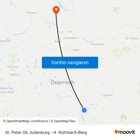 St. Peter Ob Judenburg to Rohrbach-Berg map