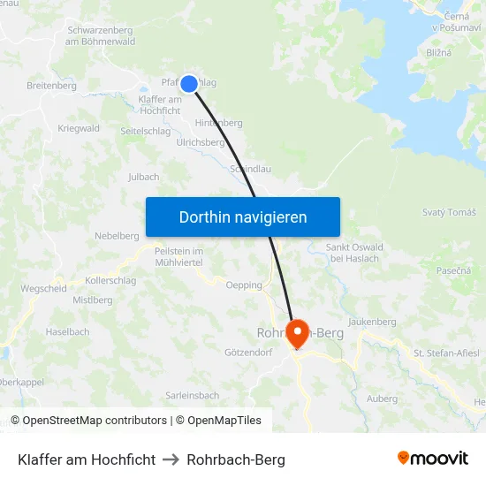 Klaffer am Hochficht to Rohrbach-Berg map