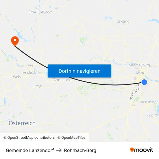 Gemeinde Lanzendorf to Rohrbach-Berg map