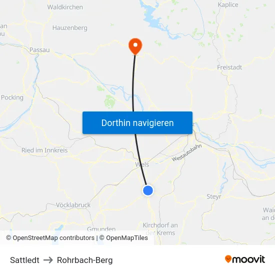 Sattledt to Rohrbach-Berg map