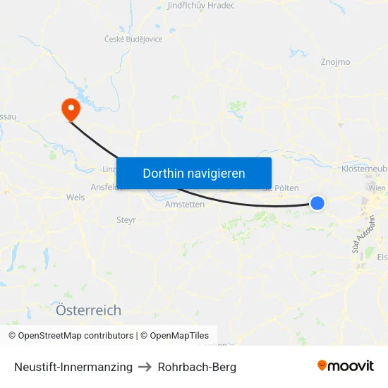 Neustift-Innermanzing to Rohrbach-Berg map