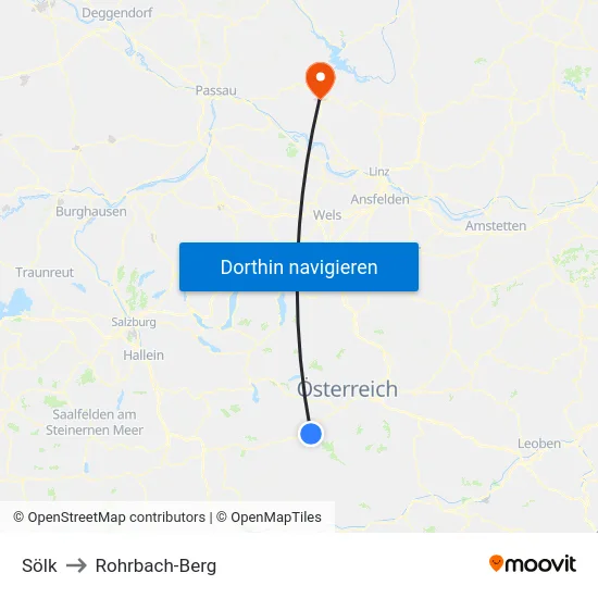 Sölk to Rohrbach-Berg map