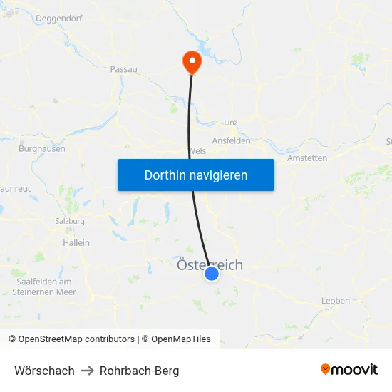 Wörschach to Rohrbach-Berg map