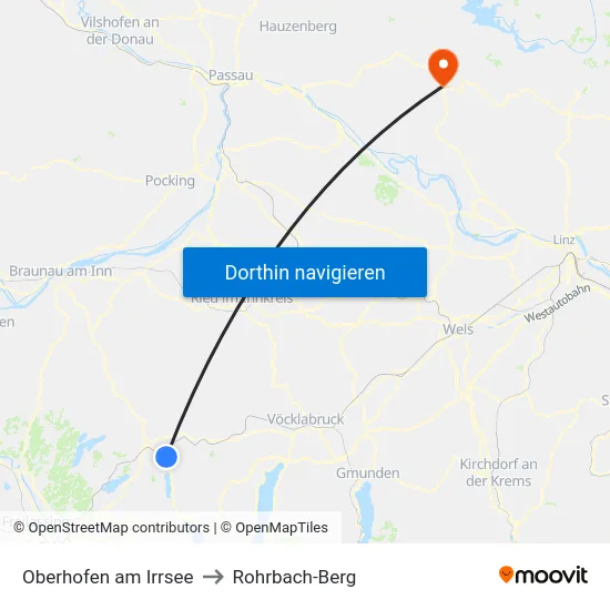 Oberhofen am Irrsee to Rohrbach-Berg map