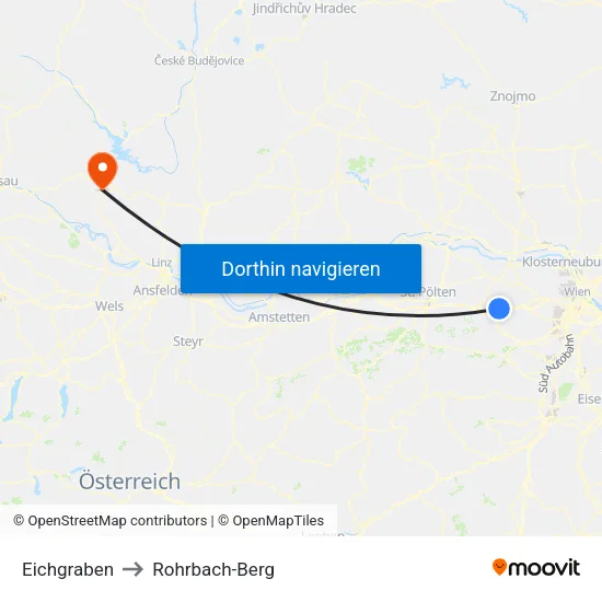 Eichgraben to Rohrbach-Berg map