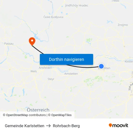 Gemeinde Karlstetten to Rohrbach-Berg map