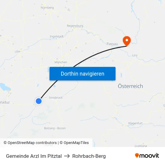 Gemeinde Arzl Im Pitztal to Rohrbach-Berg map
