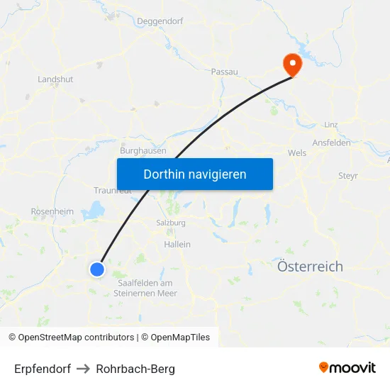Erpfendorf to Rohrbach-Berg map