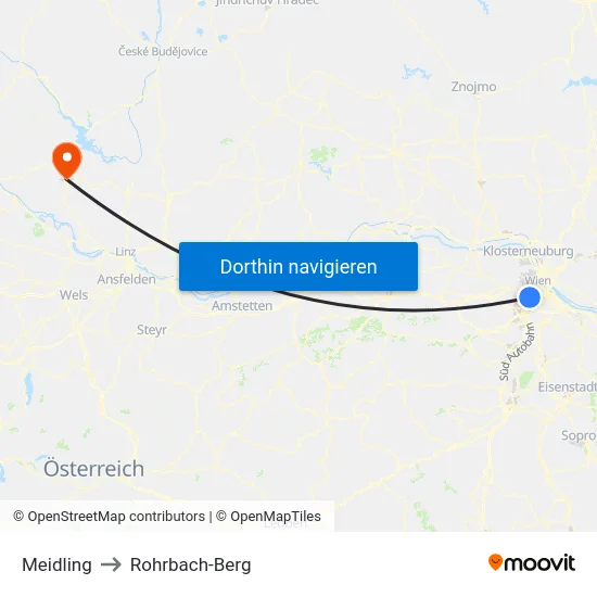 Meidling to Rohrbach-Berg map