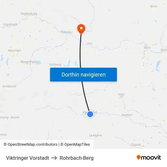 Viktringer Vorstadt to Rohrbach-Berg map
