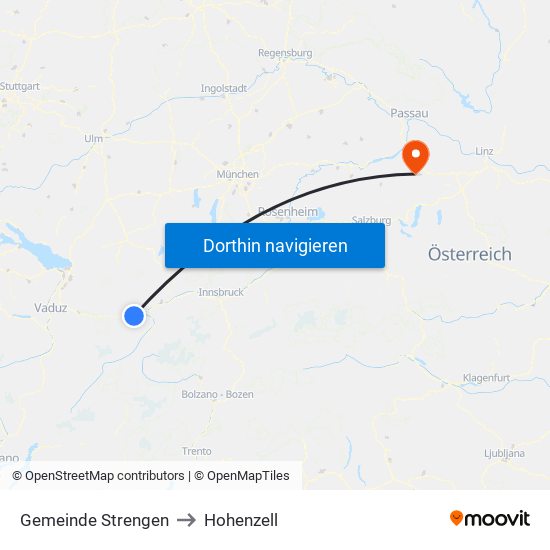 Gemeinde Strengen to Hohenzell map