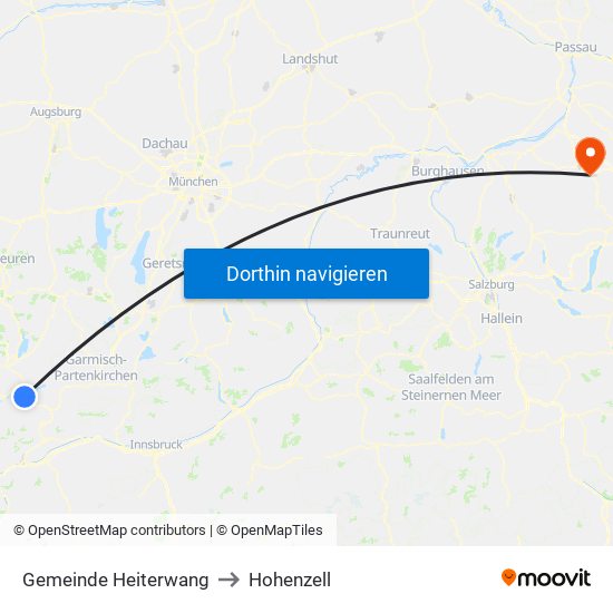 Gemeinde Heiterwang to Hohenzell map