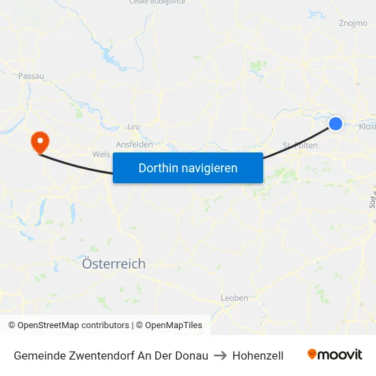 Gemeinde Zwentendorf An Der Donau to Hohenzell map