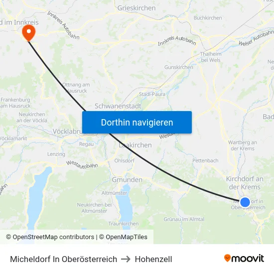 Micheldorf In Oberösterreich to Hohenzell map