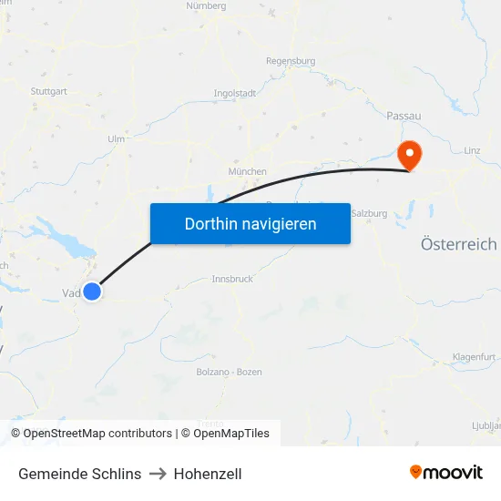 Gemeinde Schlins to Hohenzell map