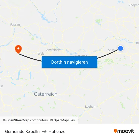 Gemeinde Kapelln to Hohenzell map