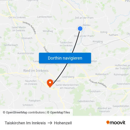 Taiskirchen Im Innkreis to Hohenzell map