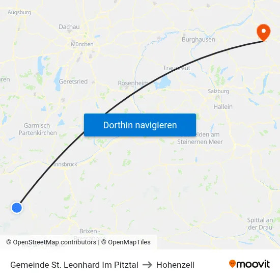 Gemeinde St. Leonhard Im Pitztal to Hohenzell map