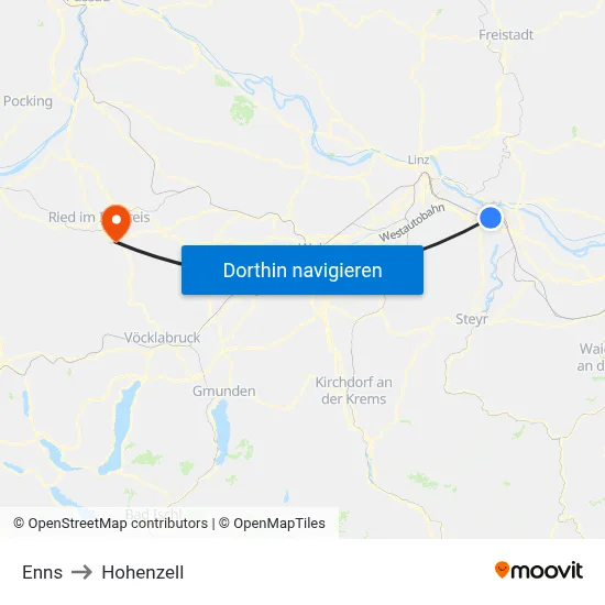 Enns to Hohenzell map