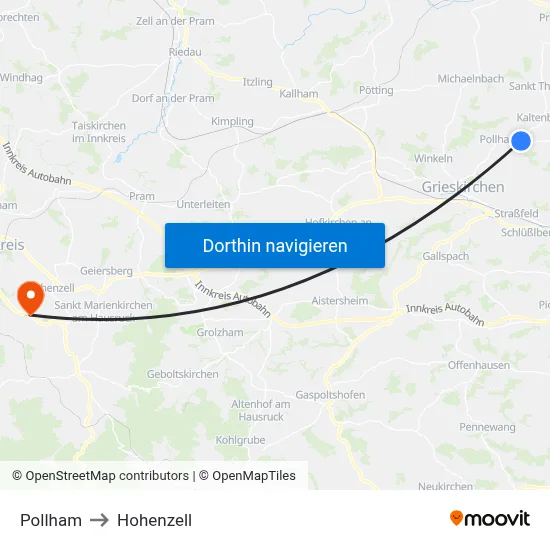 Pollham to Hohenzell map