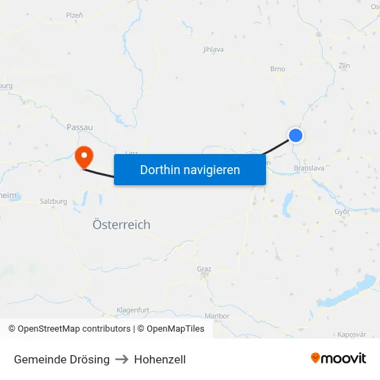 Gemeinde Drösing to Hohenzell map