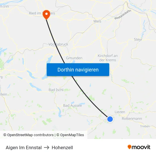 Aigen Im Ennstal to Hohenzell map