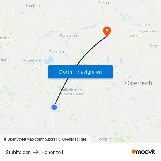 Stuhlfelden to Hohenzell map
