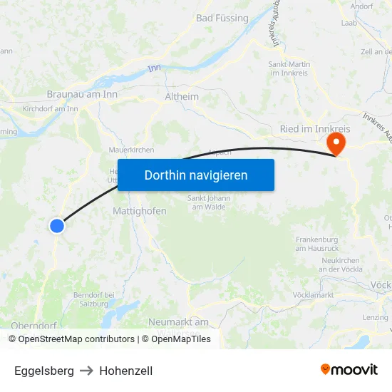 Eggelsberg to Hohenzell map