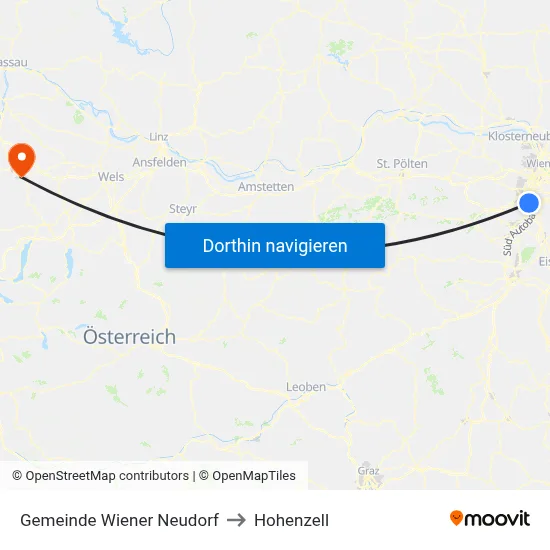 Gemeinde Wiener Neudorf to Hohenzell map