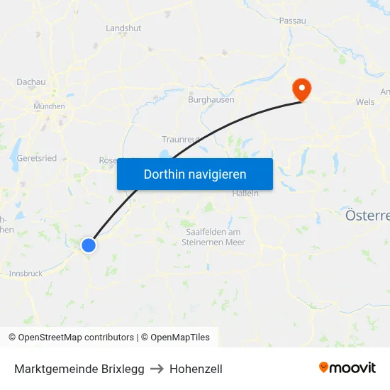 Marktgemeinde Brixlegg to Hohenzell map