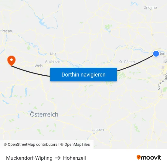 Muckendorf-Wipfing to Hohenzell map