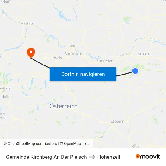 Gemeinde Kirchberg An Der Pielach to Hohenzell map