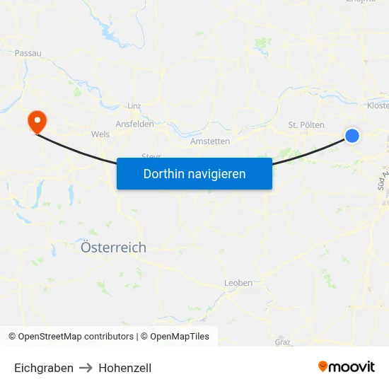 Eichgraben to Hohenzell map