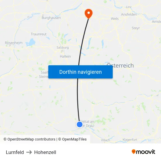 Lurnfeld to Hohenzell map