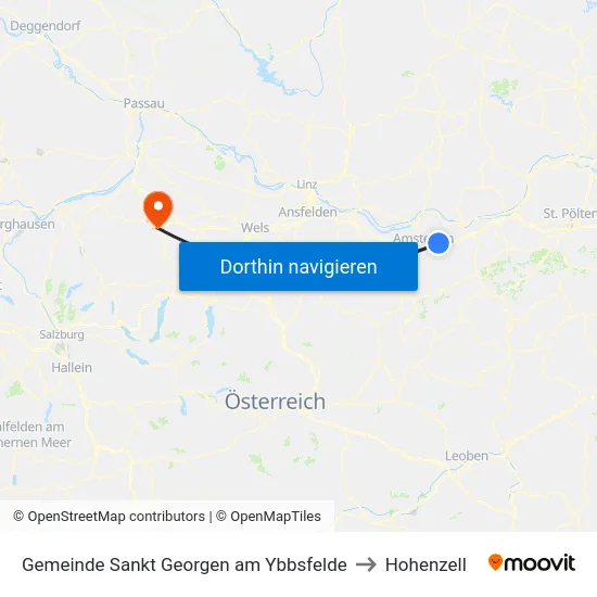 Gemeinde Sankt Georgen am Ybbsfelde to Hohenzell map