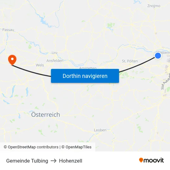 Gemeinde Tulbing to Hohenzell map